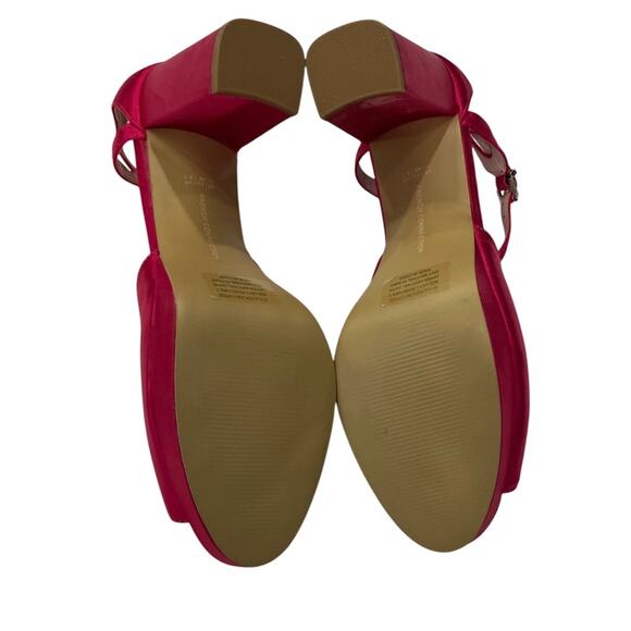 French Connection Women's Platform Peep Toe Pumps NEW Bright pink satin Size 11 - Picture 10 of 12